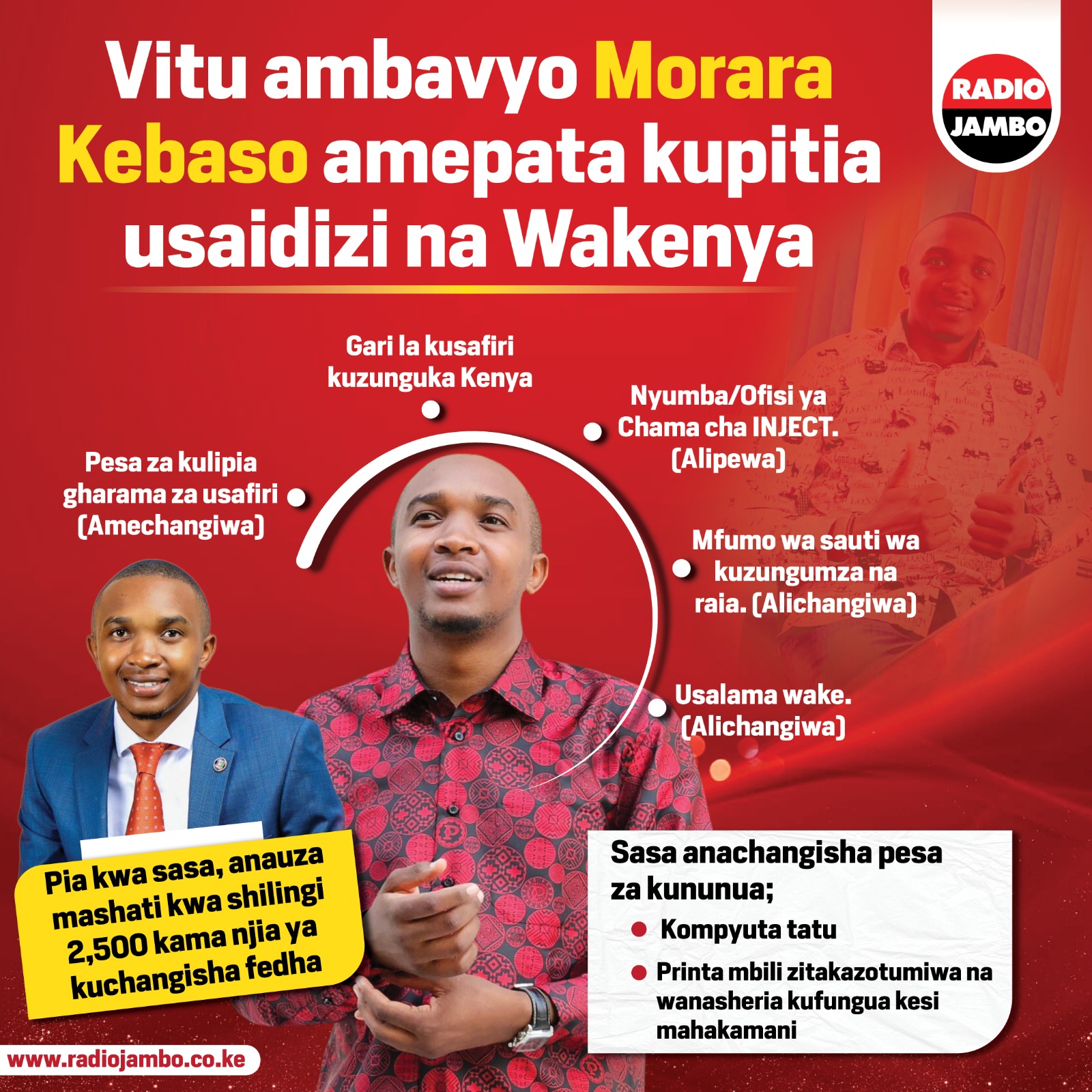 Orodha ya vitu ambavyo Morara Kebaso amepata kwa usaidizi wa Wakenya