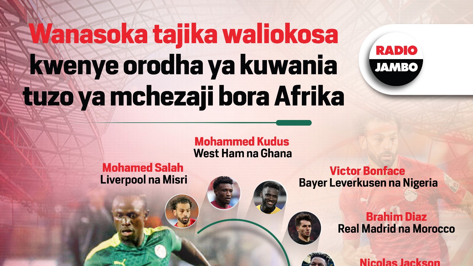 Wanasoka tajika waliokosa kuteuliwa kuwania tuzo ya mchezaji bora barani Afrika
