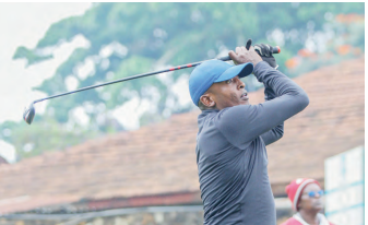 Peter Mwaura in action at Karen Golf Club