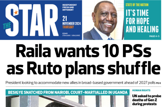 News Brief: Raila wants 10 PSs as Ruto plans shuffle