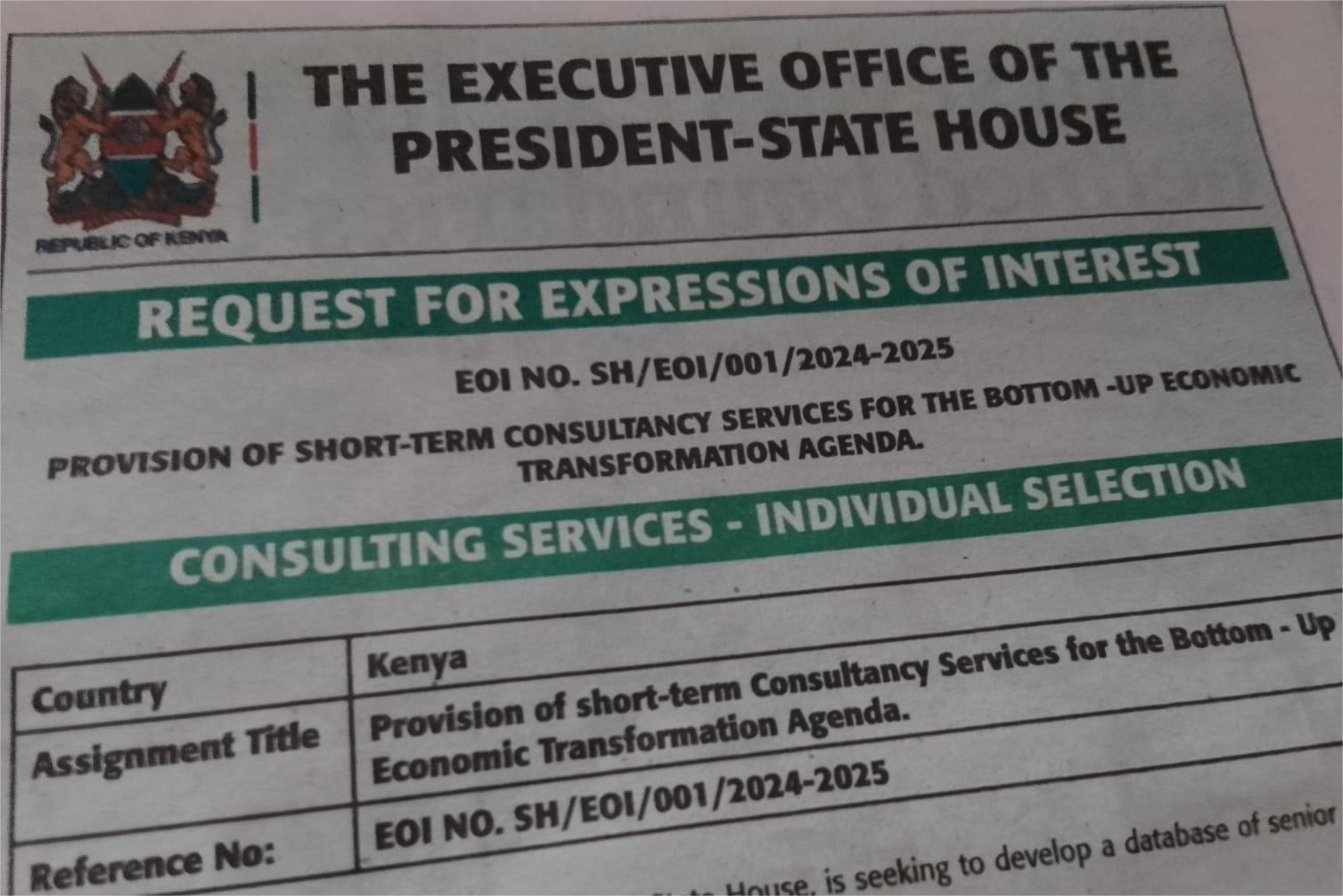 Questions raised over advert on hiring of economic policy consultants