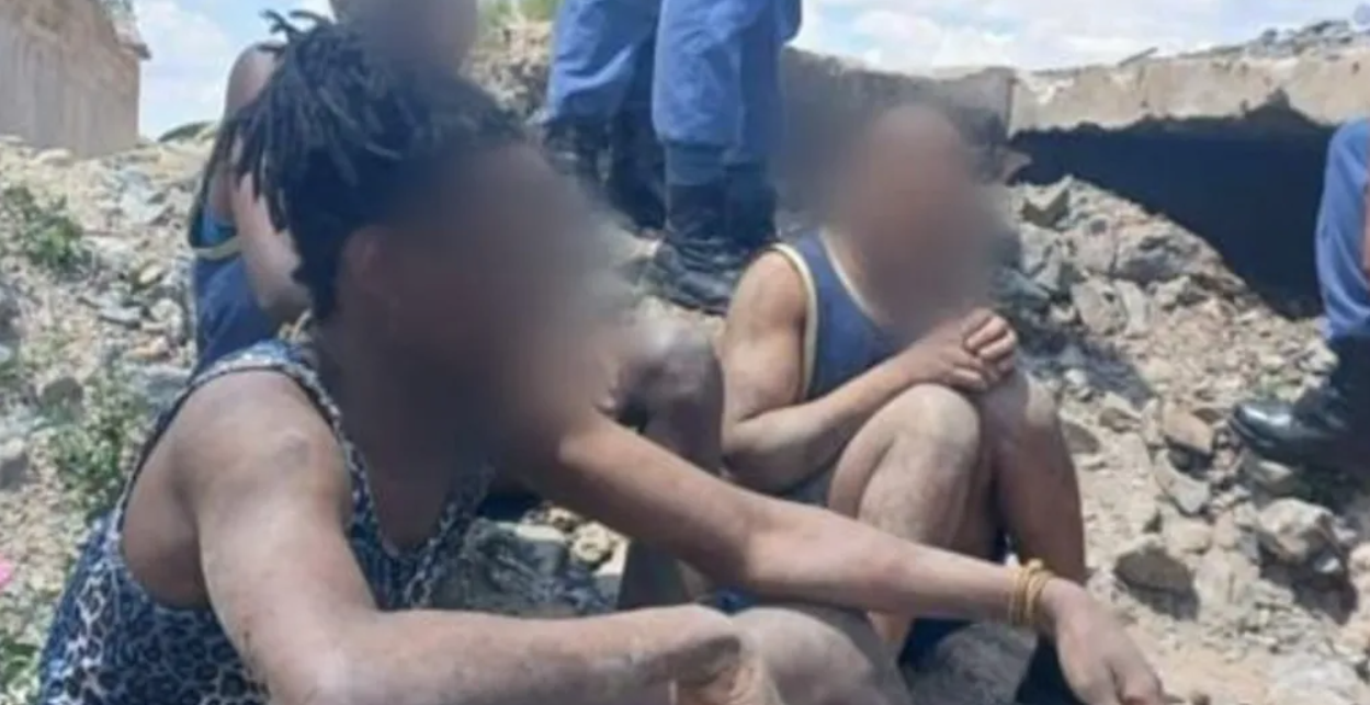 South Africa police force 540 illegal miners from abandoned shaft
