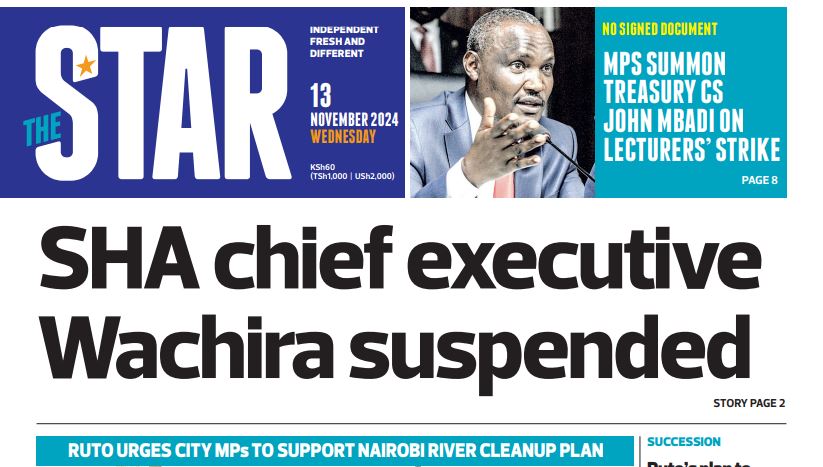 News Brief: SHA chief executive Wachira suspended