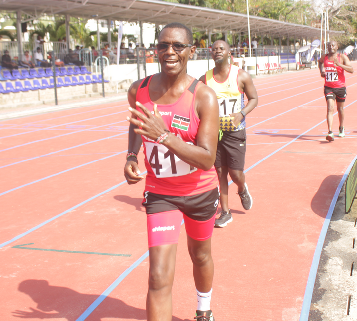 Simon Kingara in action during the men’s 1, 600m walking race at KPA Mbaraki Sports Club