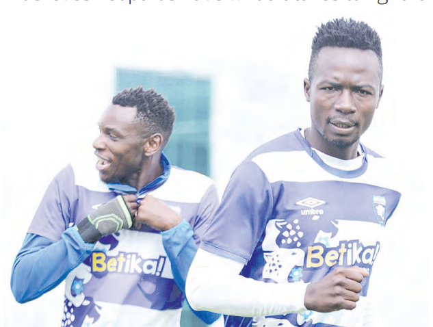 AFC Leopards’ Boniface Munyendo (R) and Victor Omune during training /CHARLENE MALWA