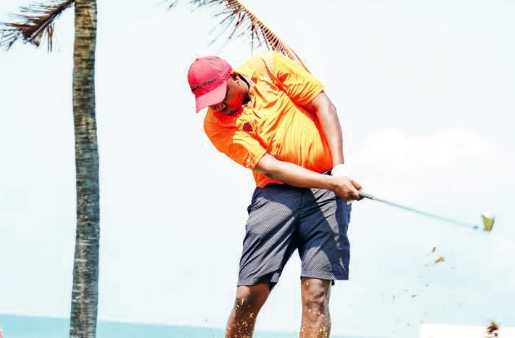 Michael Karanga, the leading golfer in the K2024 Kenya Amateur Golf Championships