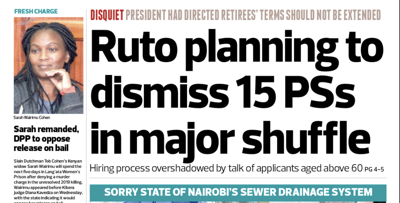News Brief: Ruto plannig to dismiss 15 PSs in major shuffle