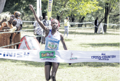 Hellen Ekalale during the Athletics Kenya Cross Country Series in Olkalou /FILE