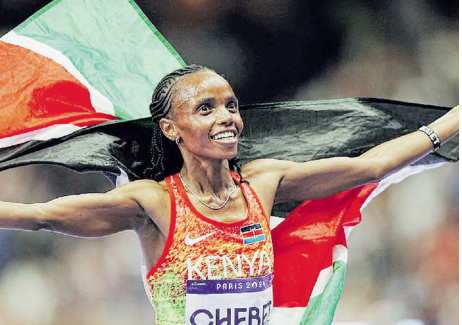 Beatrice Chebet after winning the 10,000m at the 2024 Paris Olympic Games /FILE