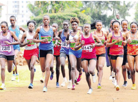 Athletes compete during the Nairobi region cross country championships at Nairobi West Prisons in 2024./FILE