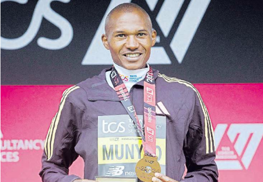 Alexander Munyao after winning London Marathon last year /FILE