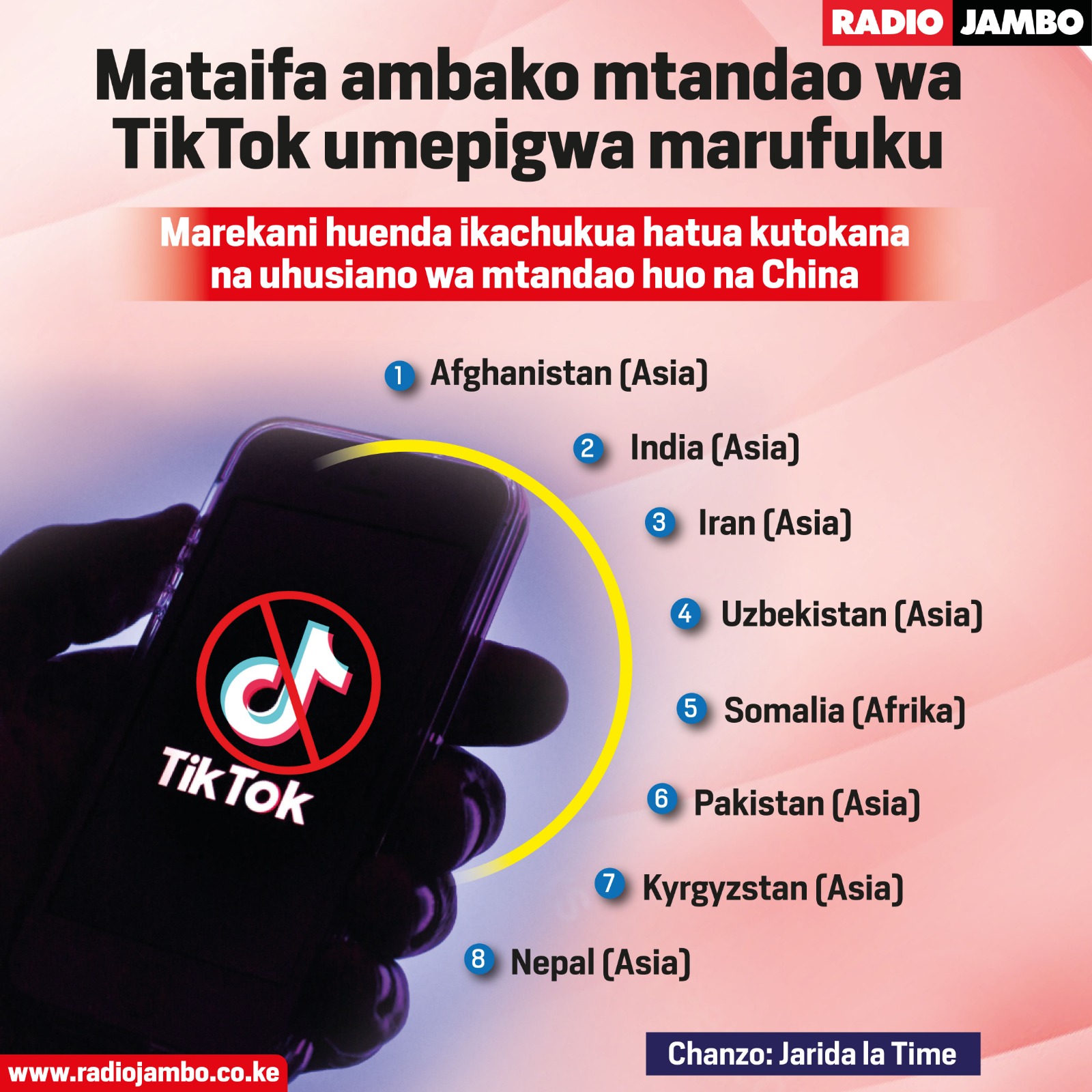 Mataifa ambako mtandao wa TikTok umepigwa marufuku