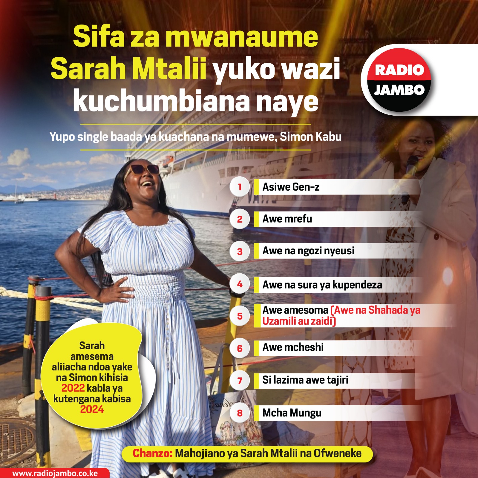 Sifa za mwanaume ambaye mfanyibiashara Sarah Mtalii yuko tayari kuchumbiana naye