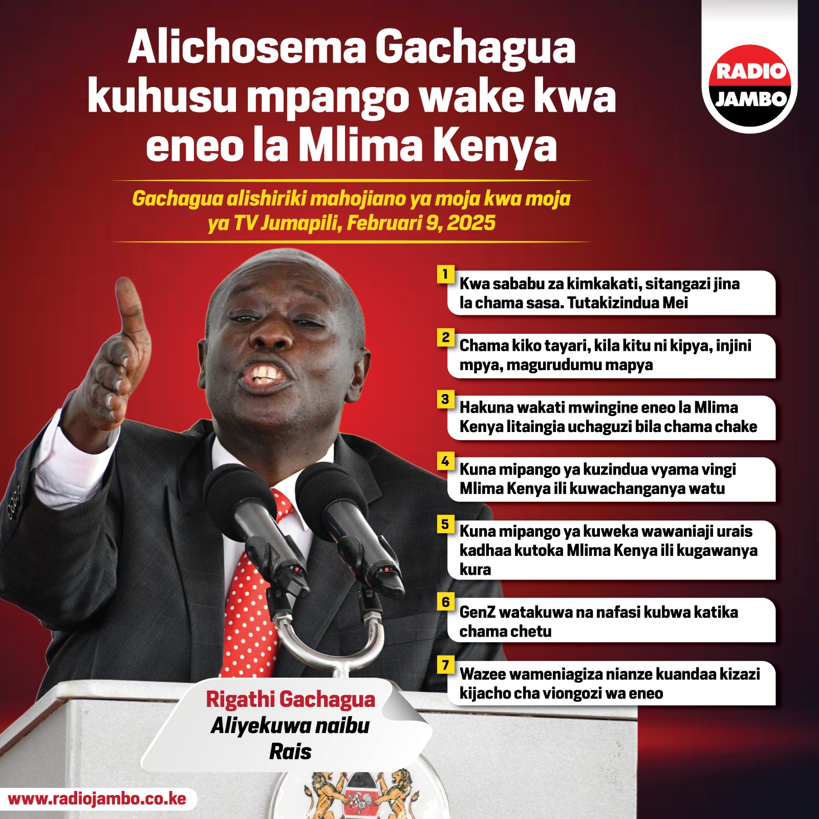 Muhtasari Wa Alichosema Rigathi Gachagua Kuhusu Mpango Wake Kwa Eneo La Mlima Kenya