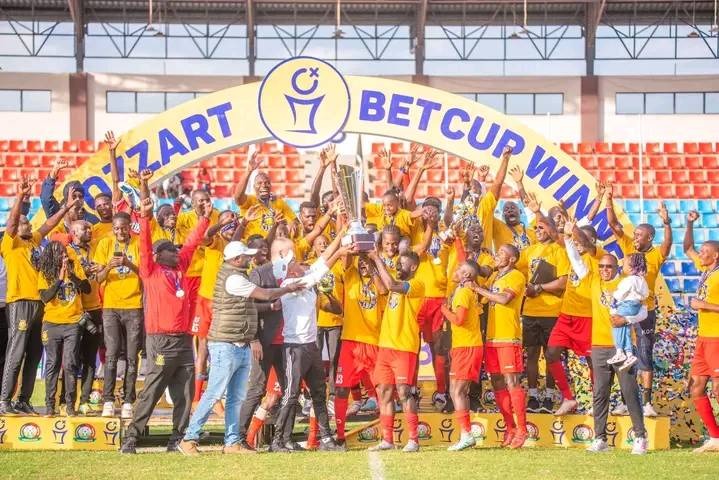Police FC Celebrate winning the Mozzart Bett cup last season at Ulinzi complex.