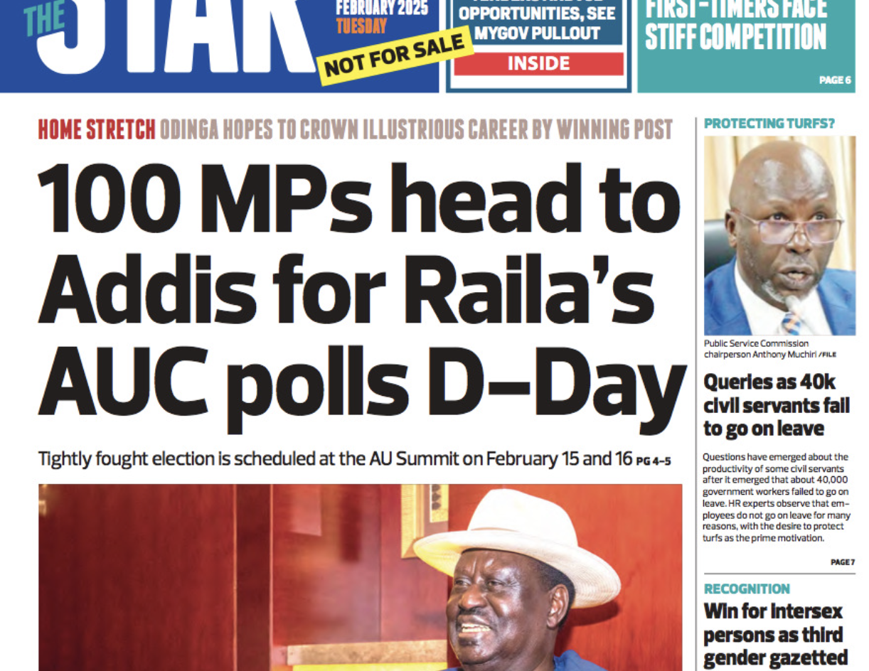 News Brief: 100 MPs head to Addis for Raila's AUC polls D-Day