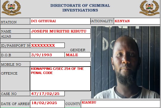 DCI wamkamata mshukiwa kwa madai ya kumteka nyara mtoto wa miaka saba Kiambu