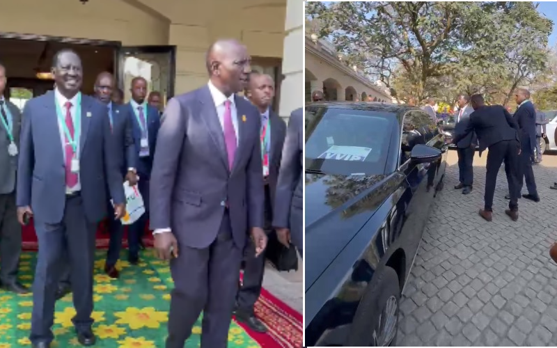 Ruto, Raila ride in same vehicle on way to AU summit