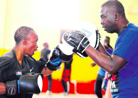 Coach Benjamin Musa takes Christine Ongare through the paces during a past training session / FILE