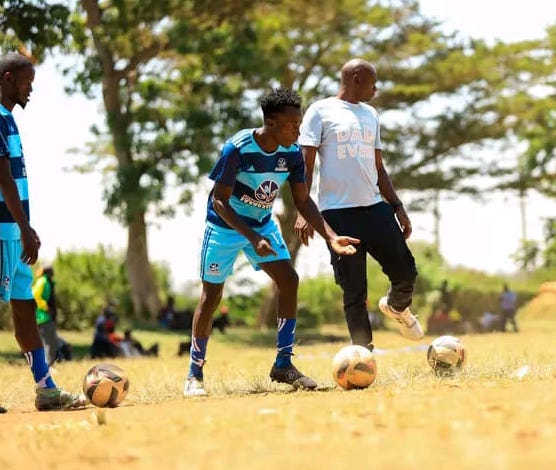 Caption: Players during the trials at the Webuye Ilala Stadium/ HANDOUT