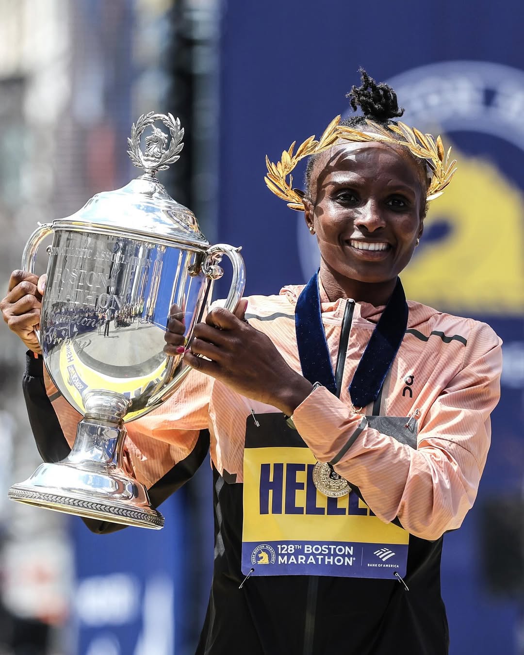 Hellen Obiri during last year's Boston Marathon/ HANDOUT