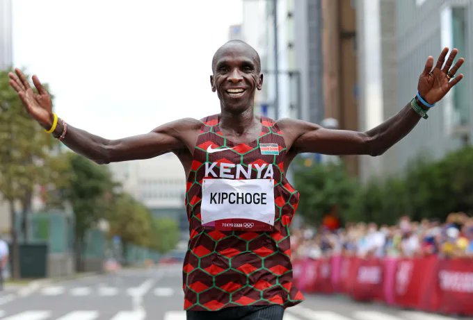 Double Olympics champion Eliud Kipchoge during a previus race