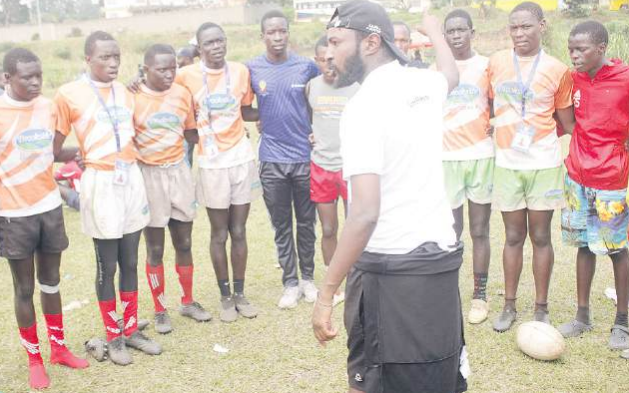 All Saints, Embu 15s rugby team coach Benson Mwenda talks to his players ahead of Mombasa event /GICHANA ANGWENYI