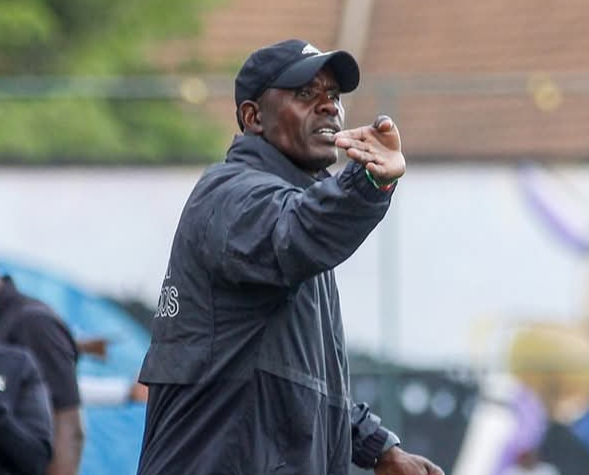 Kakamega Homeboyz head coach Francis Barasa issues instructions at the touchline during a past KPL match/HANDOUT