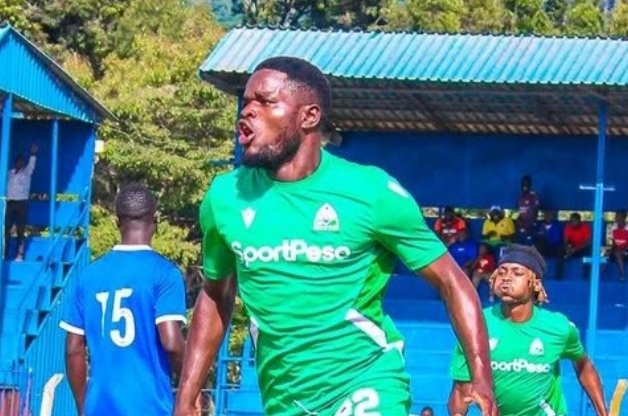Gor Mahia striker Benson Omalla celebrates after scoring in a past match against Nairobi City Stars at Kenyatta Stadium, Machakos/GOR IG