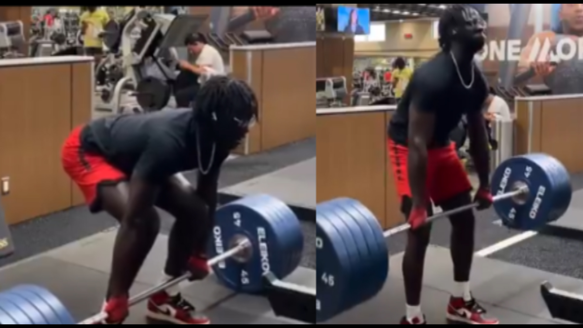 Mwanaume azimia kwenye gym akijaribu kunyanyua vyuma vya uzani wa 227Kgs