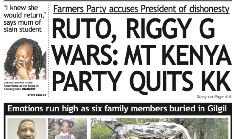 News Brief: Ruto, Riggy G wars: Mt Kenya party quits KK
