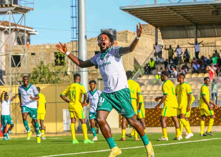 Gor Mahia skipper Austin Odhiambo celebrates his goal against Kariobangi Sharks in a past KPL match