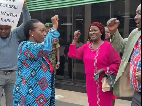 'Never surrender' chants as Karua arrives at JKIA