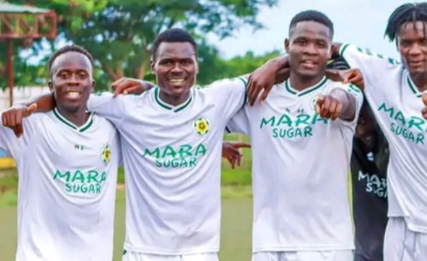 Mara's Noah Jagongo (2nd R) celebrates his goal with teammates on Wednesday/HANDOUT