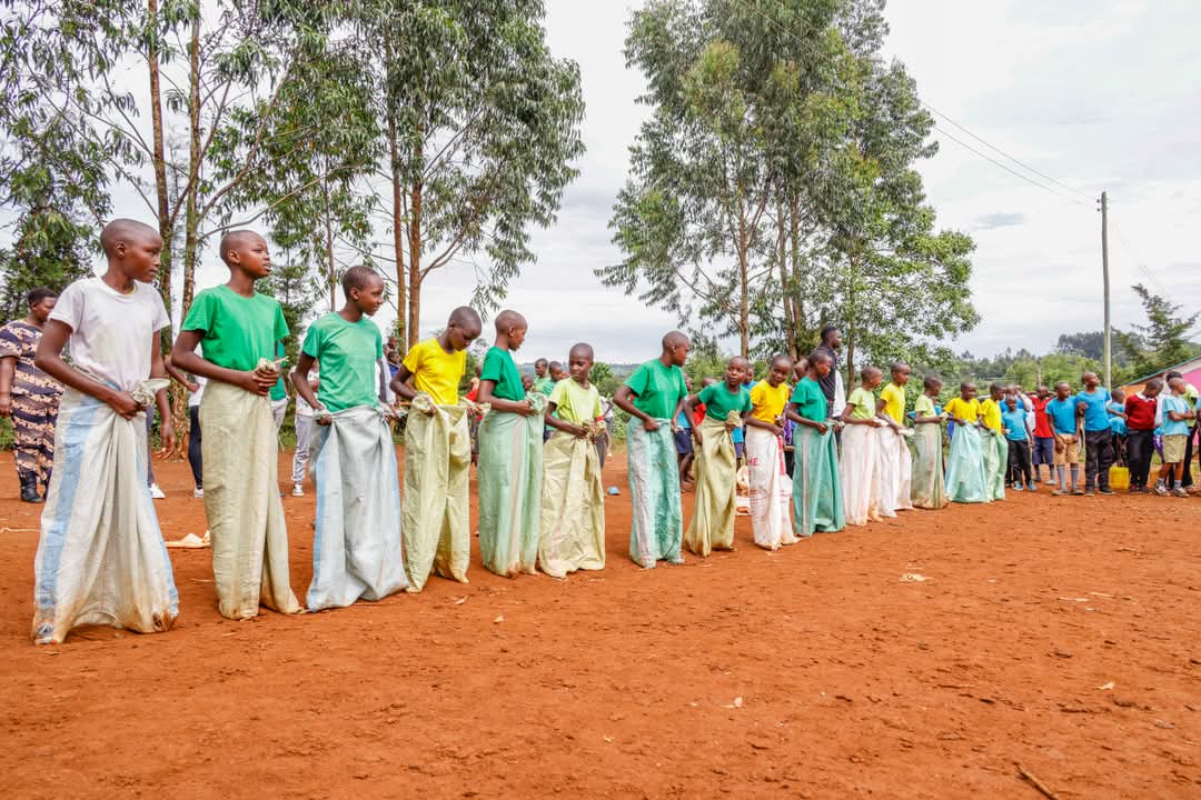 Kids take part in a sack racing competition/ HANDOUT