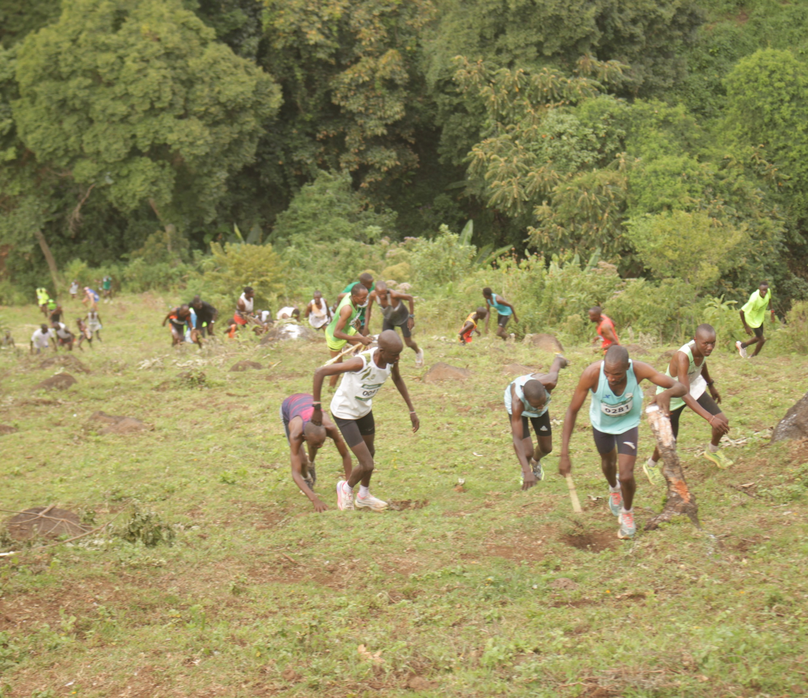 Athletes in action during the Barng'etuny Mountain Running race in Nandi