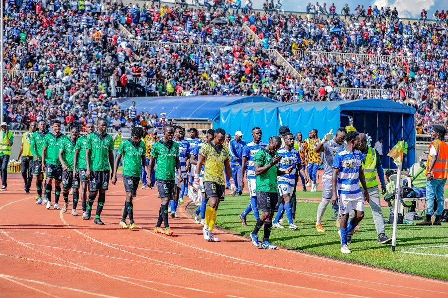 Gor Mahia and AFC Leopard step out during a  previus meshemeji derby.