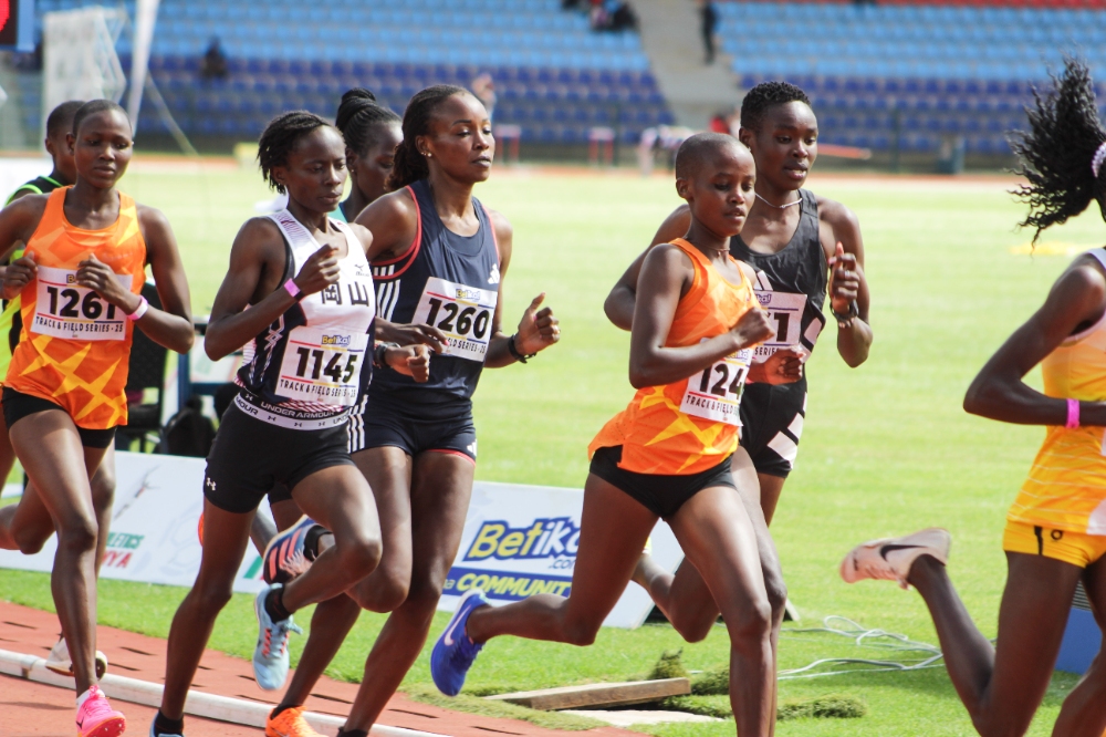 Female athletes compete in the 5,000m race at the Ulinzi Sports Complex/ TEDDY MULEI