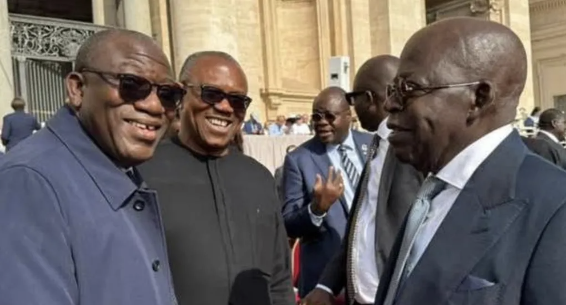 Nigeria's fierce political rivals share joke at pope's inaugural mass