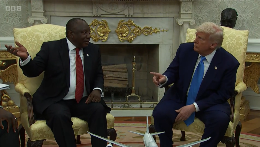 Trump confronts South African president in Oval Office