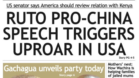 News Brief: Ruto pro-China speech triggers uproar in US