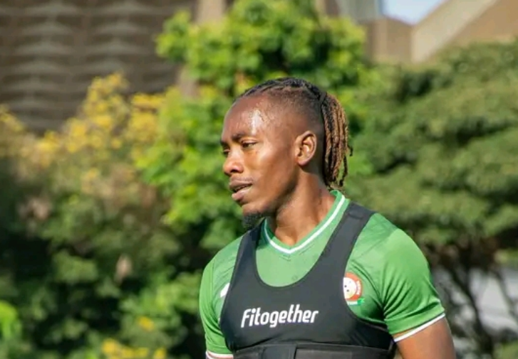 Harambee Stars defender Aboud Omar during a training session this week/HANDOUT