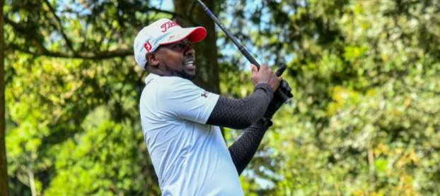 Overall Gross Winner Evans Kirui follows his shot at Kitale Golf Club during the 12th leg of the 2025 NCBA Golf Series/FILE