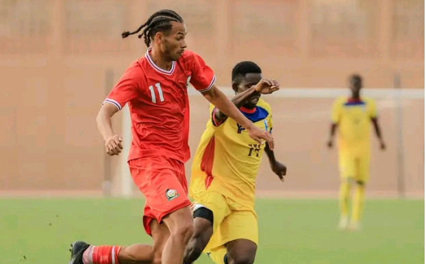 Harambee Stars attacking midfielder William Lenkupae in action during an international friendly against Chad in Morocco on Tuesday/HANDOUT