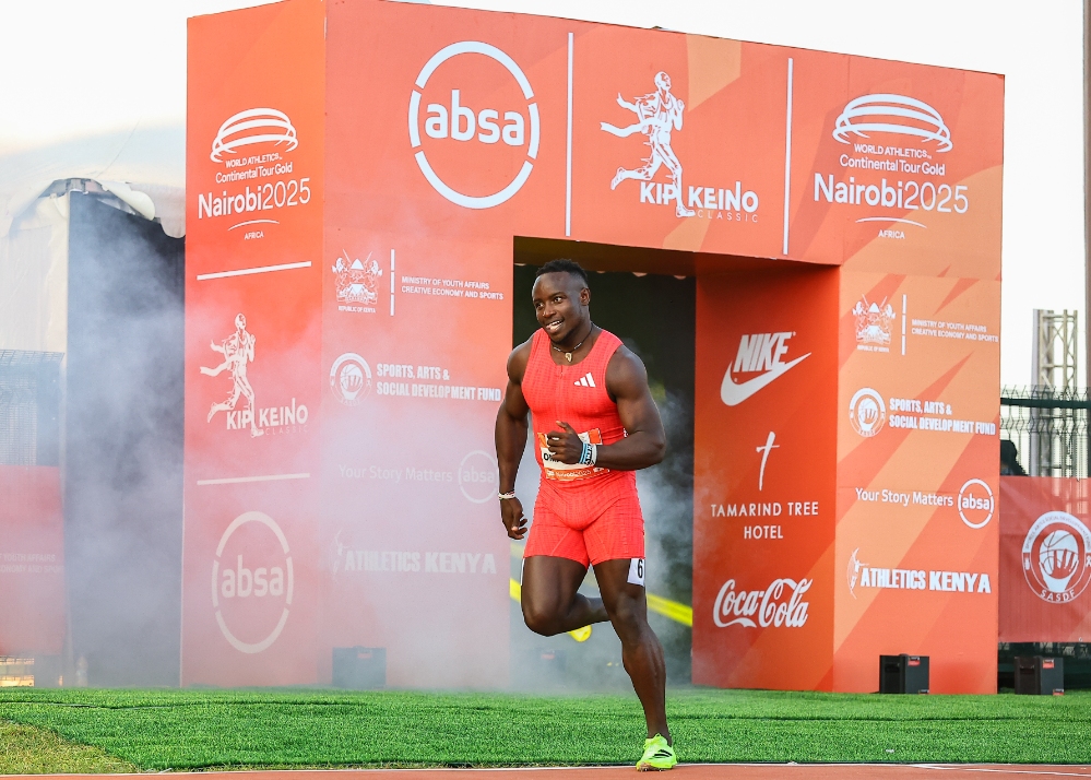 Ferdinand Omanyala at the Kip Keino Classic/ HANDOUT
