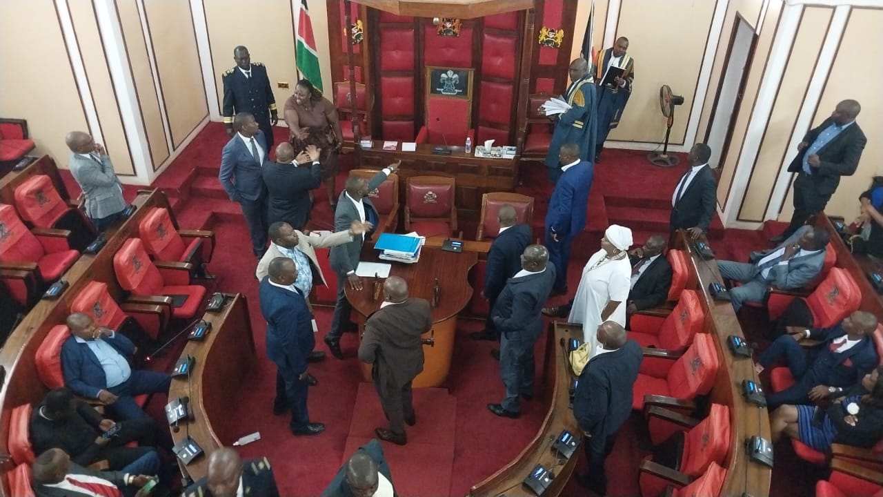 Chaos at Machakos county assembly: Fistfights, suspensions