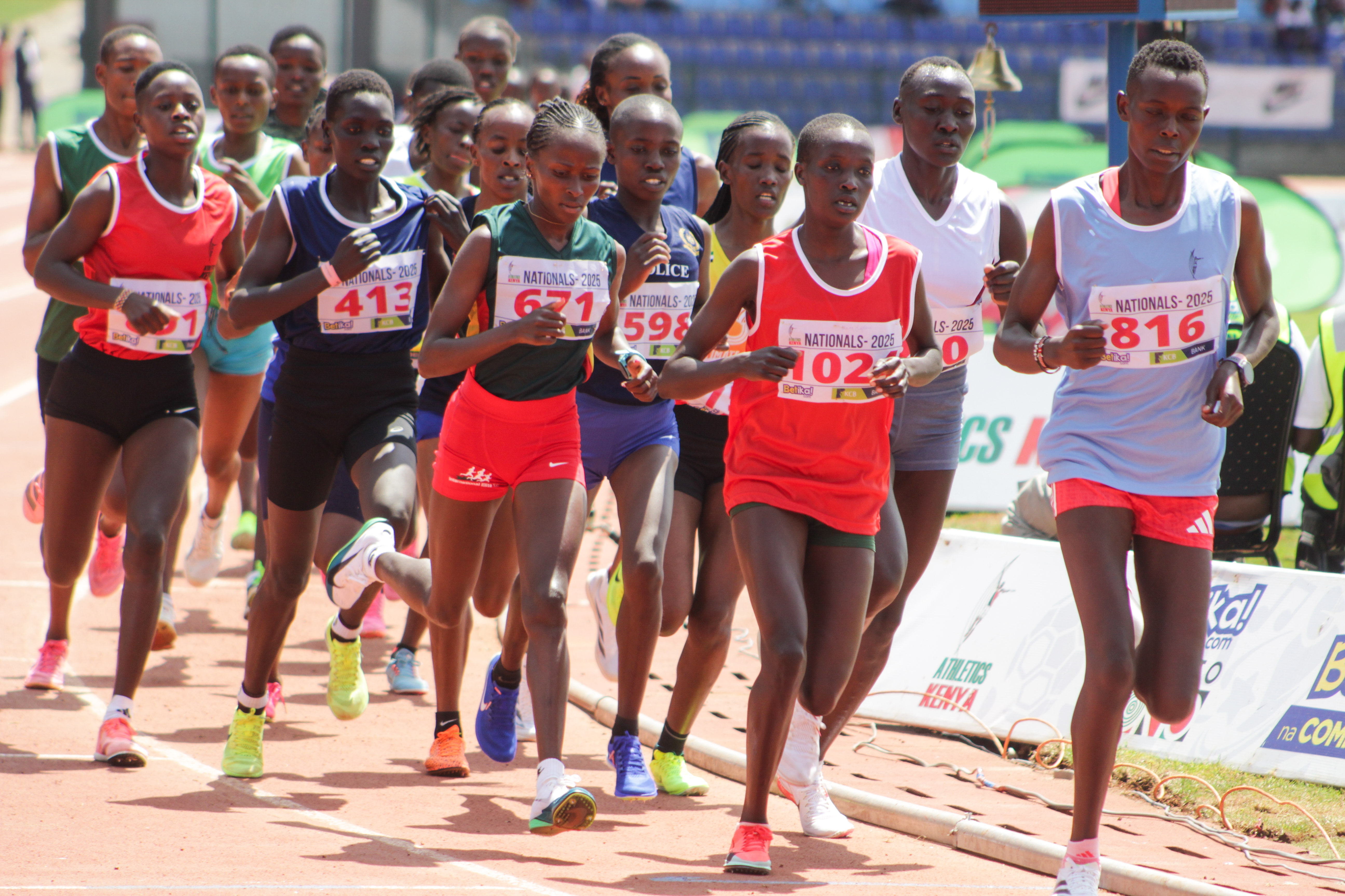 Athletes compete in the women's 5,000m race at the Ulinzi Complex