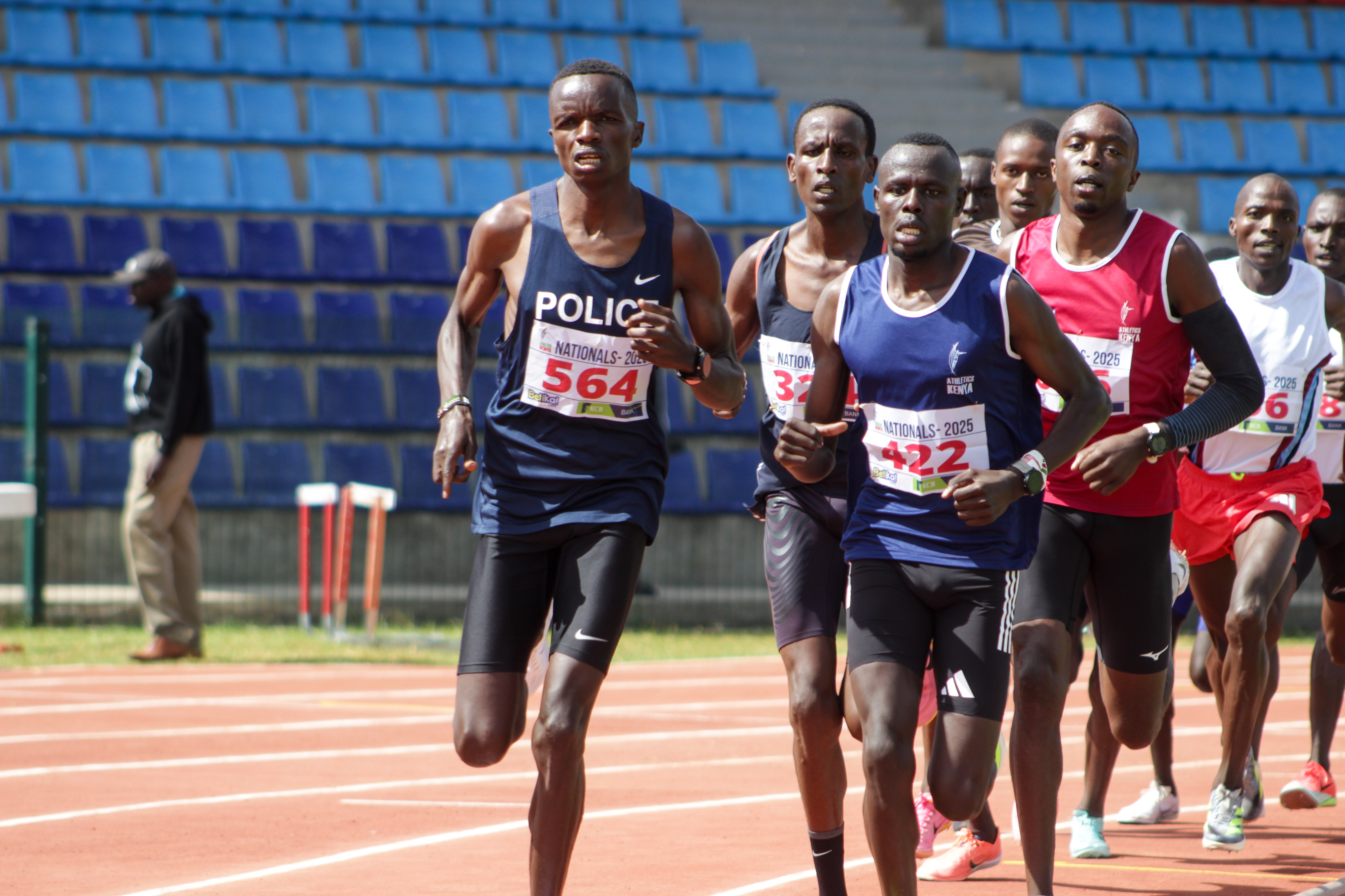 Daniel Simiu (564) competes in the men's 10,000m at the Ulinzi Complex