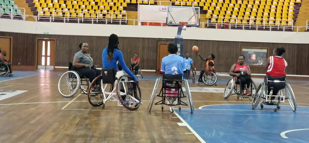 Kenya Wheelchair Basketball during a training session at Kasarani  Indoor Arena