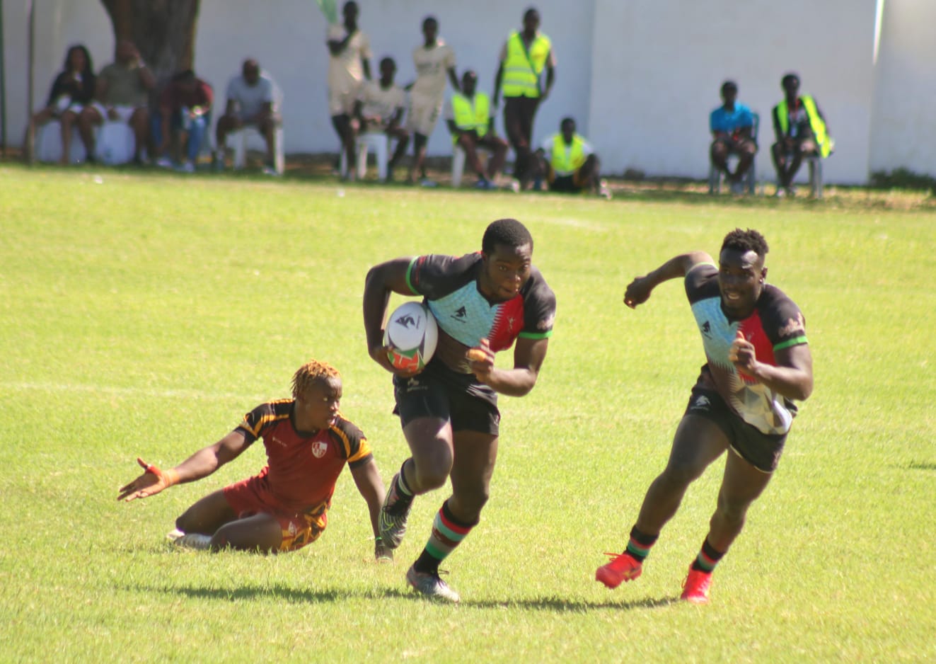 Kenya Harlequins in action against KU Blacblad during the Driftwood Sevens at Mombasa Sports Club on  September 8, 2024